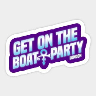 Get On The Boat Party London Silver Blue Text Sticker